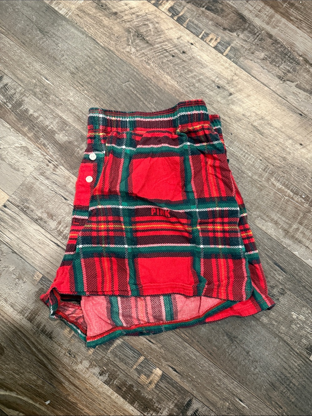 Victoria's Secret PINK Red & Green Plaid Sleep Shorts